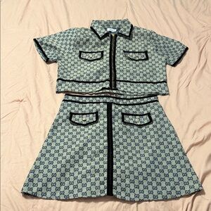Gucci Blue and Black Patterned Two-Piece Set